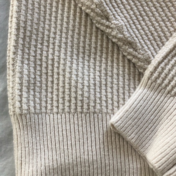 NWTS Ivory chunky slouchy waffle Ribbed Knit Cardigan Sweater with bling sparkly - Picture 13 of 16